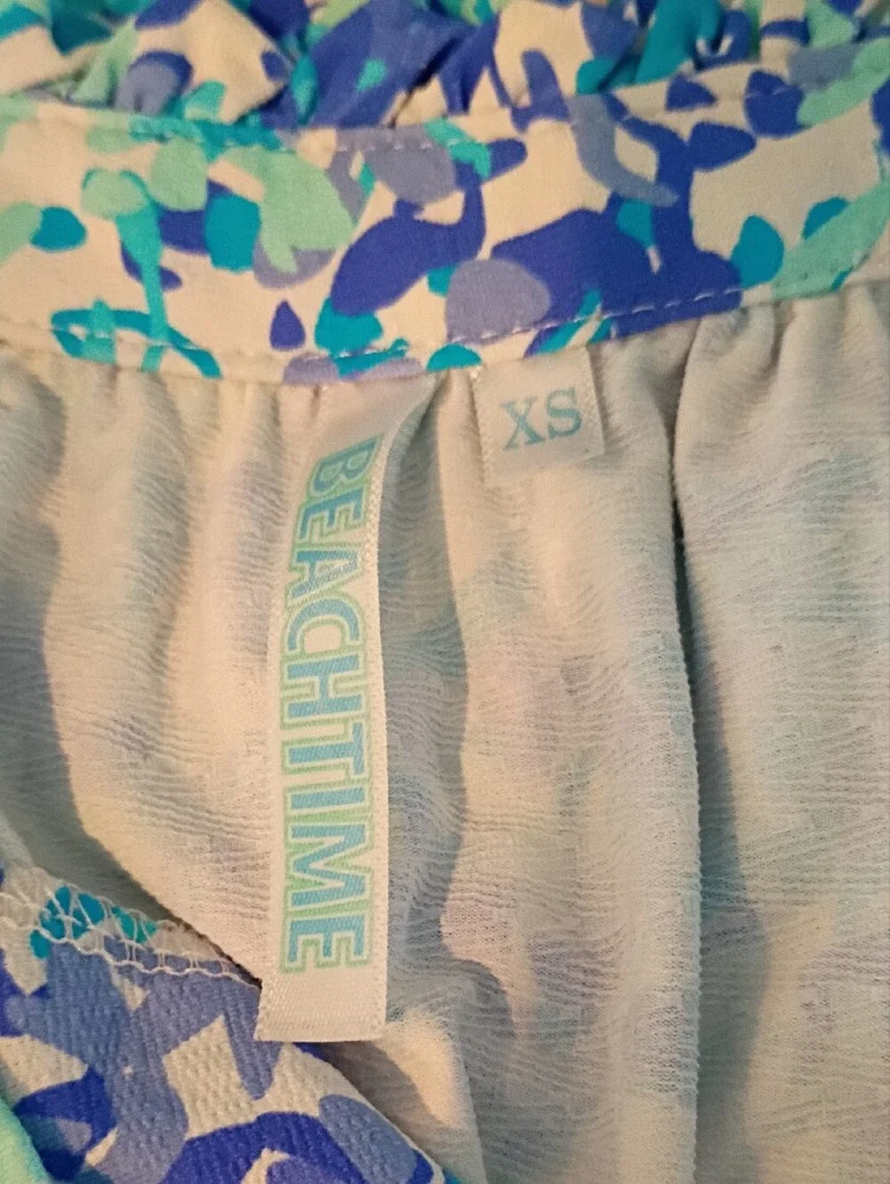 Tiered V-Neck Mini Dress in Blue & Teal Floral